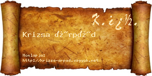 Krizsa Árpád névjegykártya